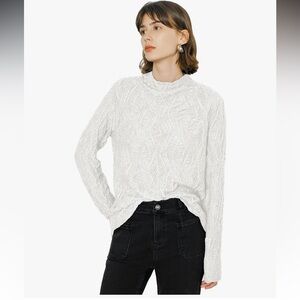 Cyperriver textured long sleeve blouse